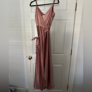 Birdy Grey Satin Wrap Bridesmaid Dress